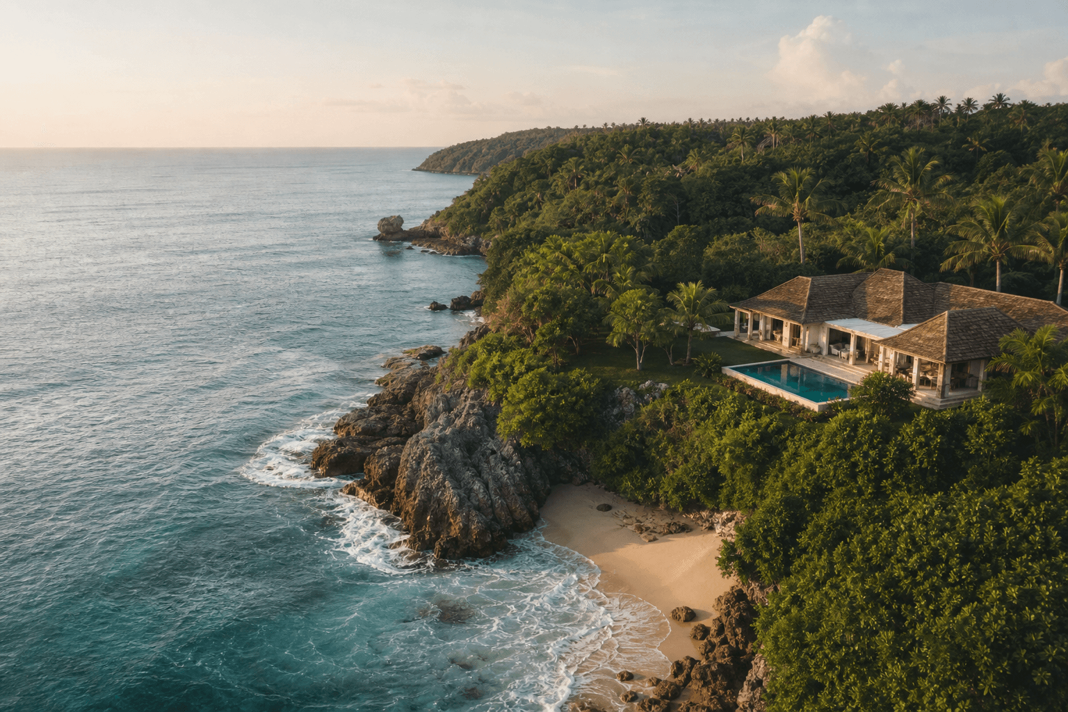 Illustrative Caribbean coastal scene