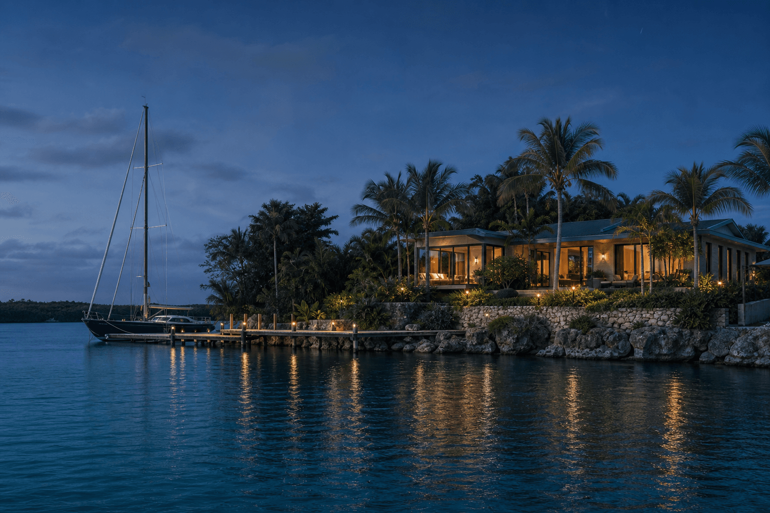 Illustrative Caribbean coastal scene
